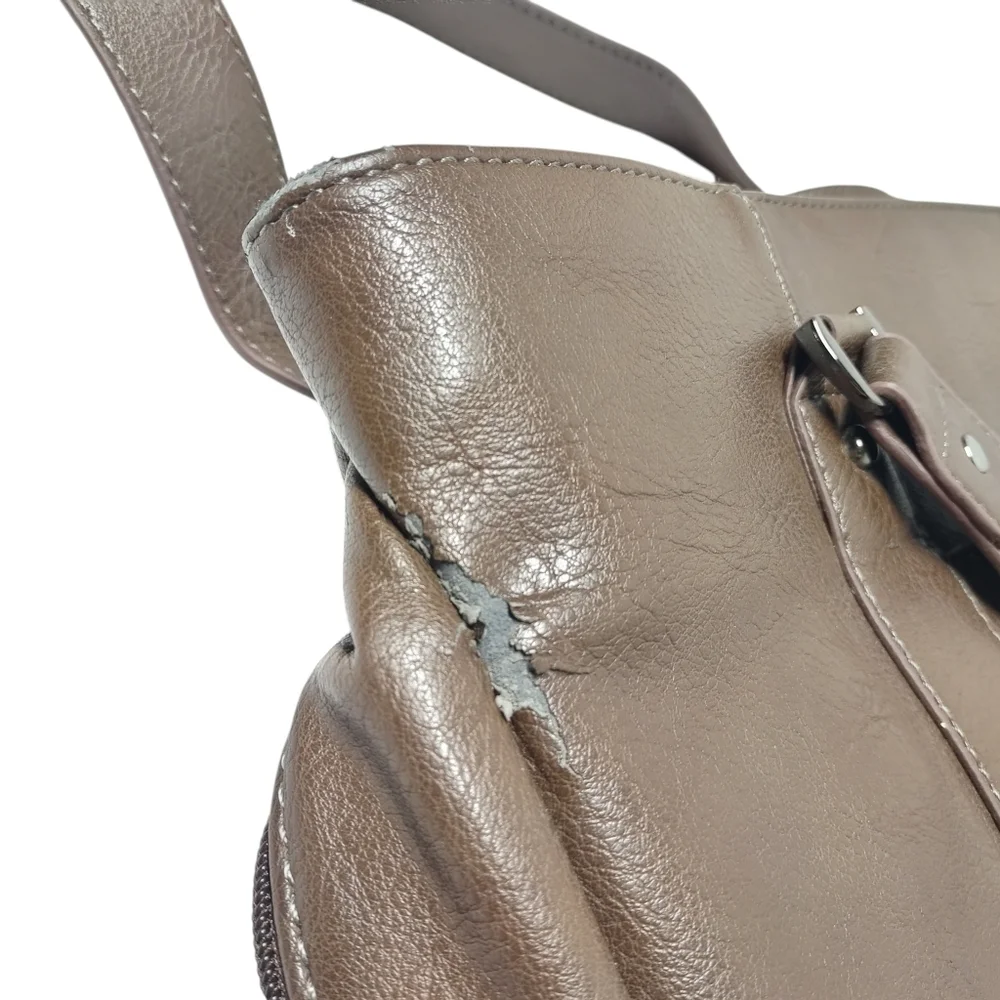 Kenneth Cole Taupu Leather Big Briefcase Tote 3 Compartments Many Pockets